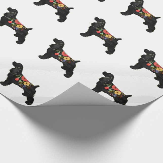Cocker Spaniel Dog Breed Bohemian Floral Saddle Wrapping Paper (Corner)