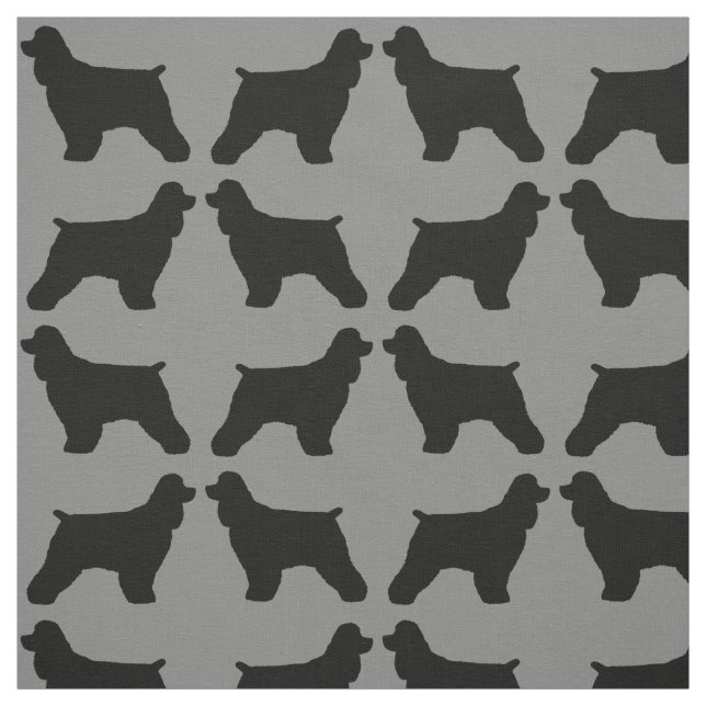 Cocker Spaniel Dog Breed Silhouettes Patterned Fabric (Swatch)
