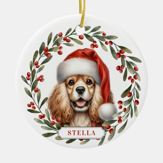 Cocker Spaniel Dog Ceramic Circle Ornament (Front)