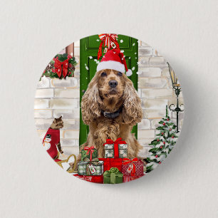 Cocker Spaniel Dog Christmas 6 Cm Round Badge