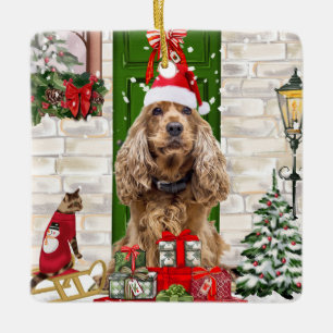 Cocker Spaniel Dog Christmas  Ceramic Ornament