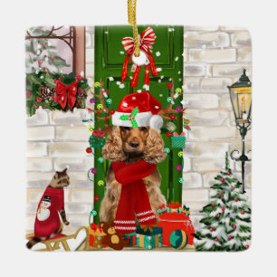 Cocker Spaniel Dog Christmas Ceramic Ornament