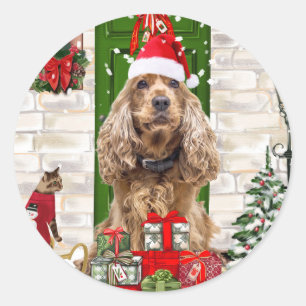 Cocker Spaniel Dog Christmas Classic Round Sticker