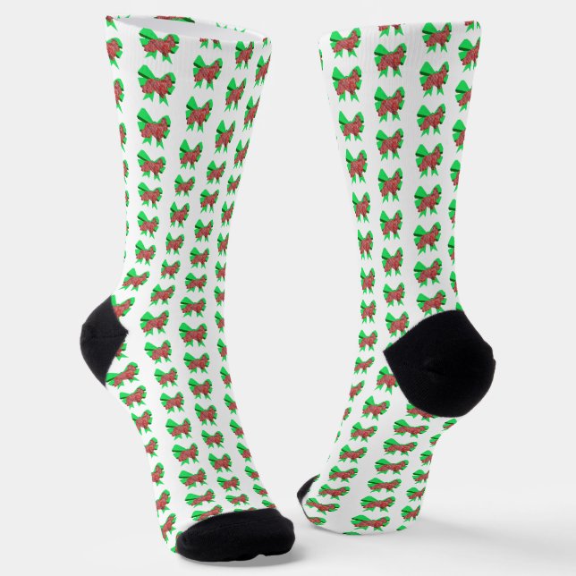 Cocker Spaniel Dog Christmas Dog Bow Silhouette Wh Socks (Angled)
