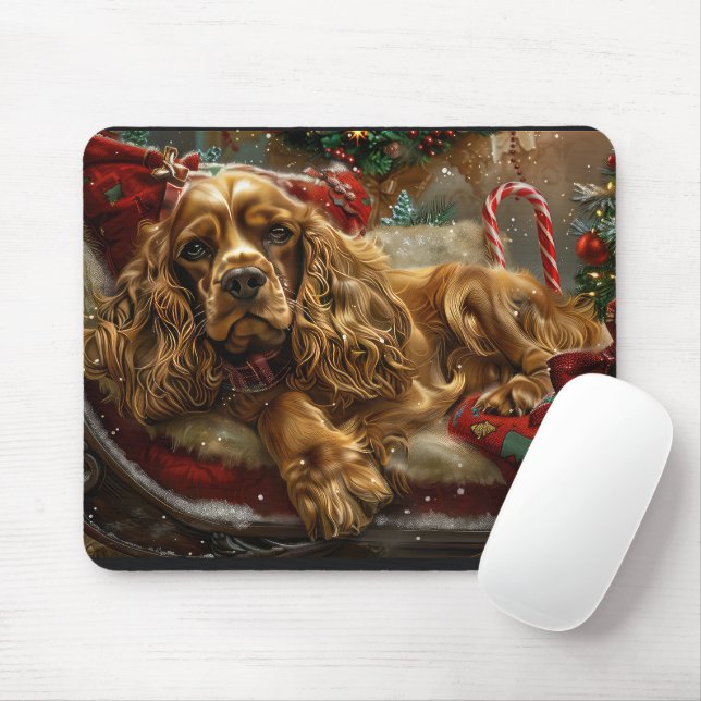 Cocker Spaniel Dog Christmas Festive Mouse Pad (With Mouse)