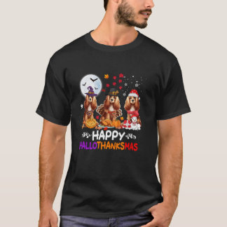 Cocker Spaniel Dog Christmas Hallothankmas Thanksg T-Shirt