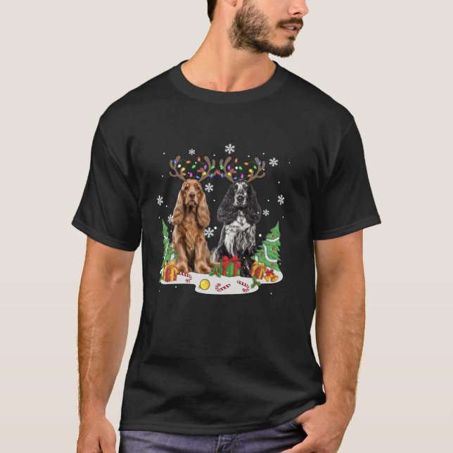 Cocker Spaniel Dog Christmas Lights Xmas Cocker Sp T-Shirt (Front)