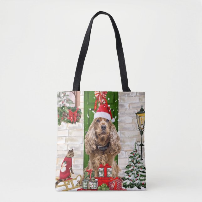Cocker Spaniel Dog Christmas  Tote Bag (Front)