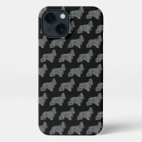 Cocker Spaniel Dog Cute Silhouette Grid Black