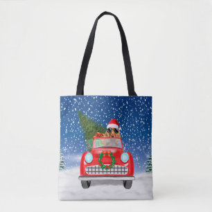 Cocker Spaniel Dog Driving Car In Snow Christmas Tote Bag