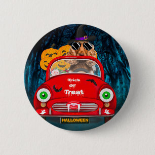 Cocker Spaniel Dog Driving Car Scary Halloween  6 Cm Round Badge
