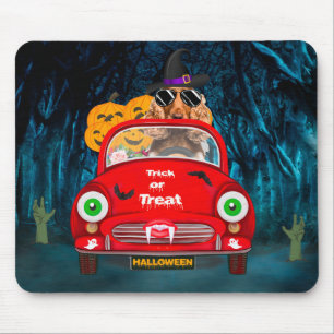 Cocker Spaniel Dog Driving Car Scary Halloween Mouse Pad