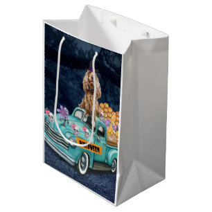 Cocker Spaniel Dog Halloween Truck Scary Night Medium Gift Bag