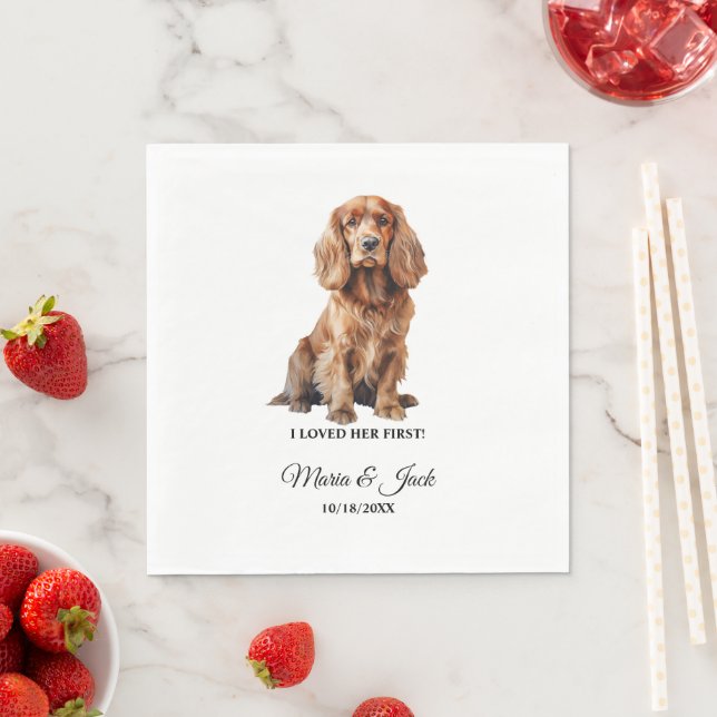 Cocker Spaniel Dog I Loved Her First Wedding Napkin (Insitu)