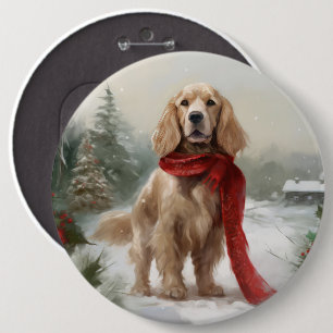 Cocker Spaniel Dog in Snow Christmas 6 Cm Round Badge