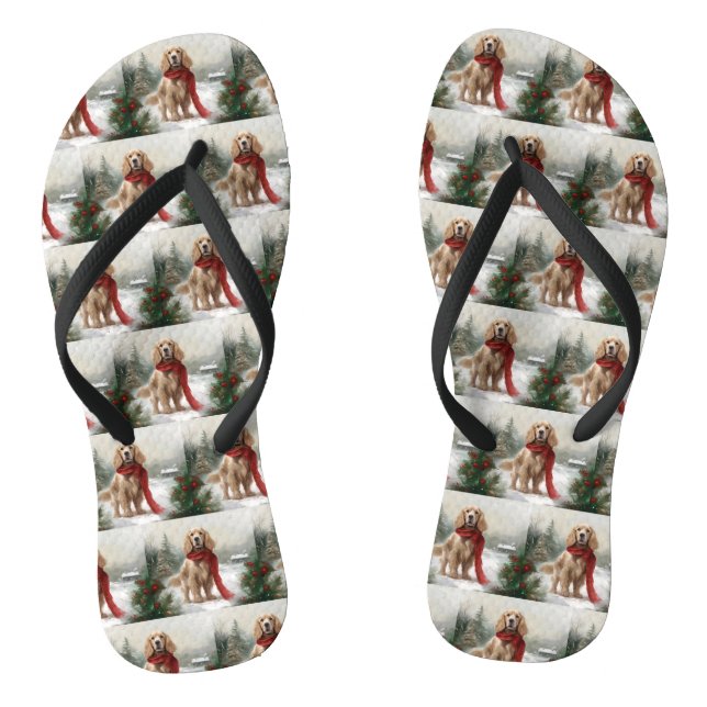 Cocker Spaniel Dog in Snow Christmas Jandals (Footbed)