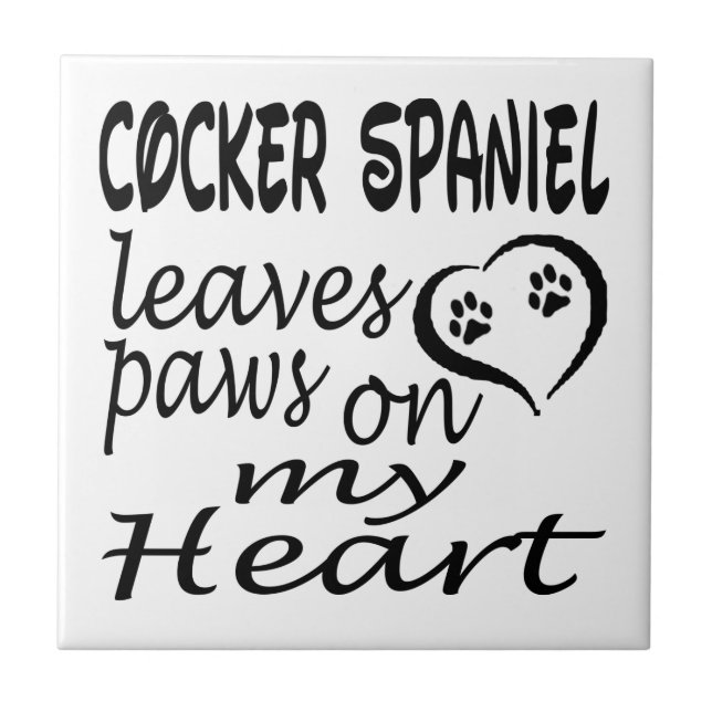 Cocker Spaniel Dog Leaves Paw On My Heart Tile (Front)