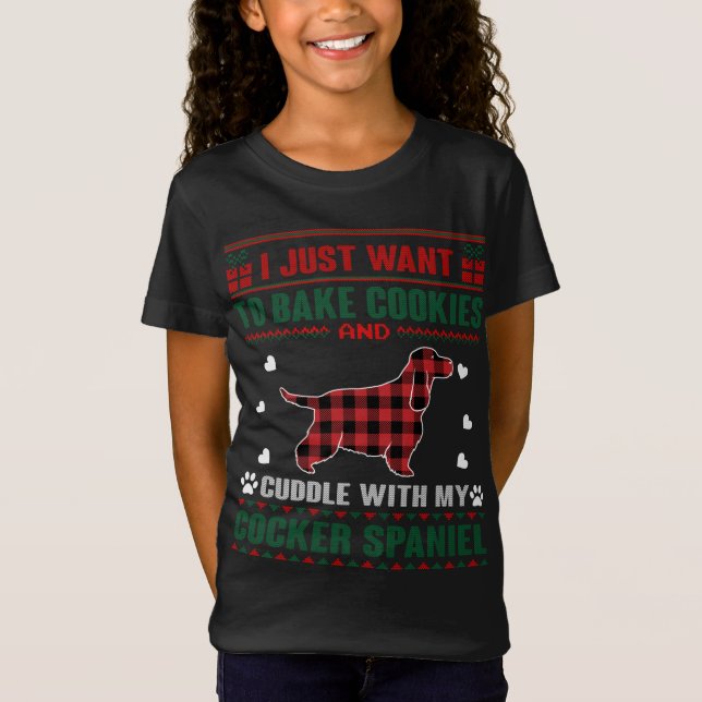 Cocker Spaniel Dog Lovers Xmas Pajama Ugly Christm T-Shirt (Front)