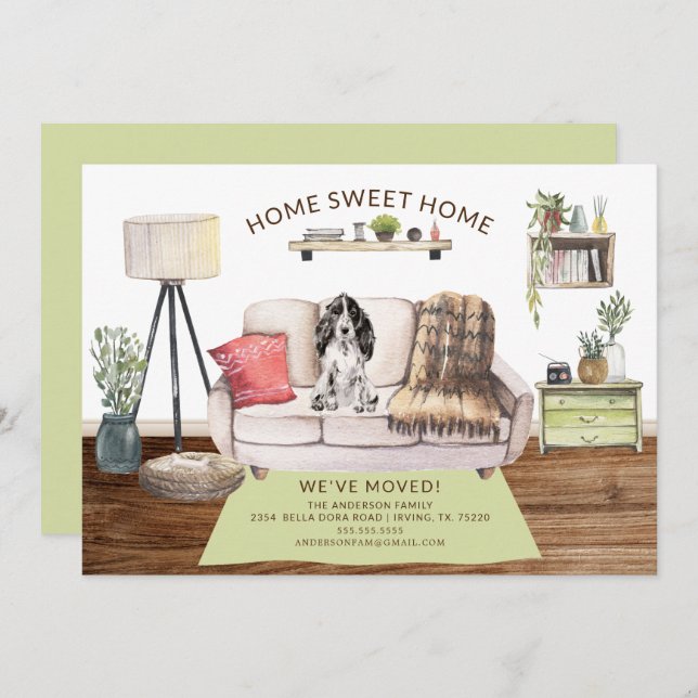Cocker Spaniel Dog Moving Announcement (Front/Back)