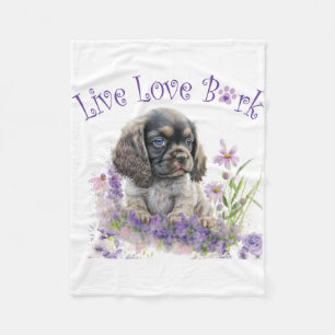 Cocker Spaniel Dog Mum Floral Fleece Blanket