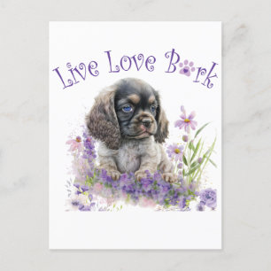 Cocker Spaniel Dog Mum Floral Postcard