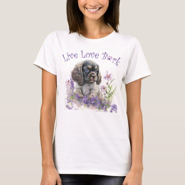 Cocker Spaniel Dog Mum Floral T-Shirt (Front)