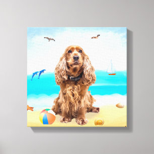 Cocker Spaniel Dog on Beach Canvas Print