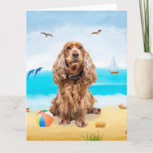 Cocker Spaniel Dog on Beach Card