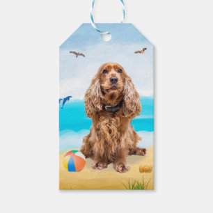 Cocker Spaniel Dog on Beach Gift Tags