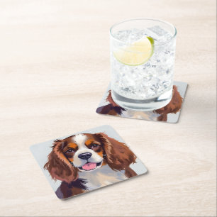 Cocker Spaniel Dog Painting Pet Square Paper Coaster