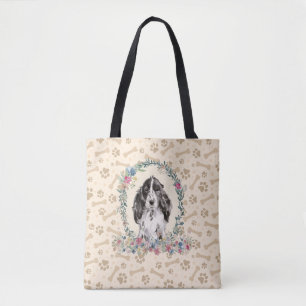Cocker Spaniel Dog Paw Print & Dog Bone Cute  Tote Bag