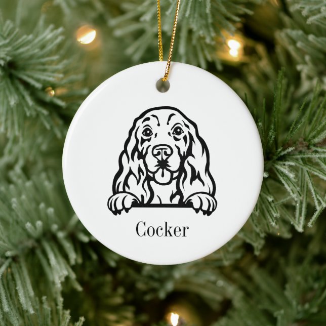 Cocker Spaniel dog  Personalised Pet Ornament, Cus Ceramic Tree Decoration (Tree)