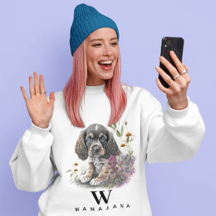 Cocker Spaniel Dog Pet Custom Photo Name Monogram Sweatshirt