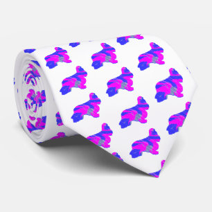Cocker Spaniel Dog Pink & Blue Dark White Neck Tie