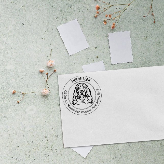 Cocker Spaniel Dog Return Address Family Rubber Stamp (Creator Uploaded)