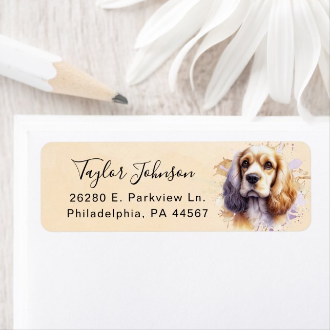 Cocker Spaniel Dog Return Address Label (Insitu)