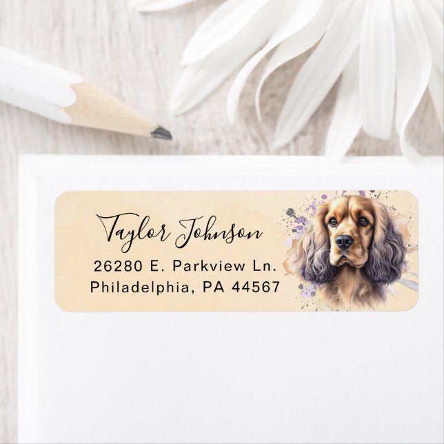 Cocker Spaniel Dog Return Address Label (Insitu)