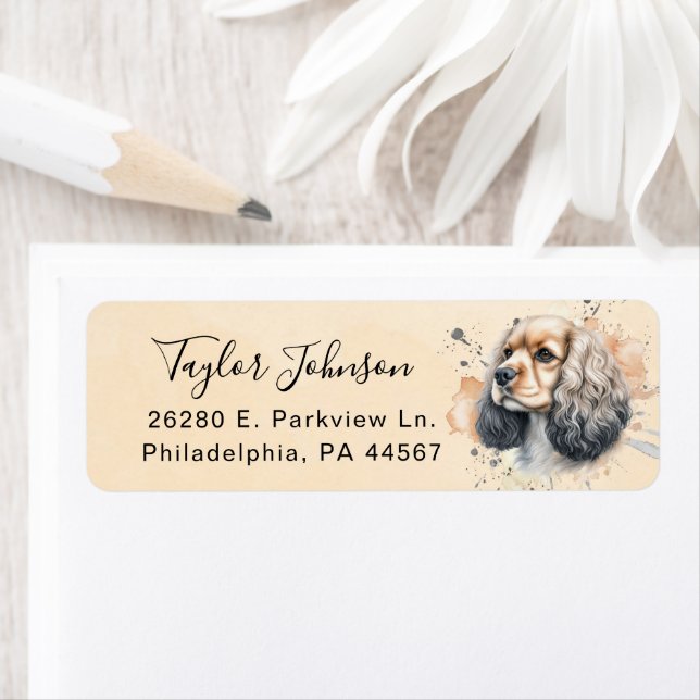 Cocker Spaniel Dog Return Address Label (Insitu)