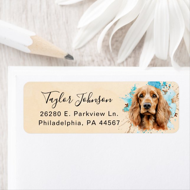 Cocker Spaniel Dog Return Address Label (Insitu)