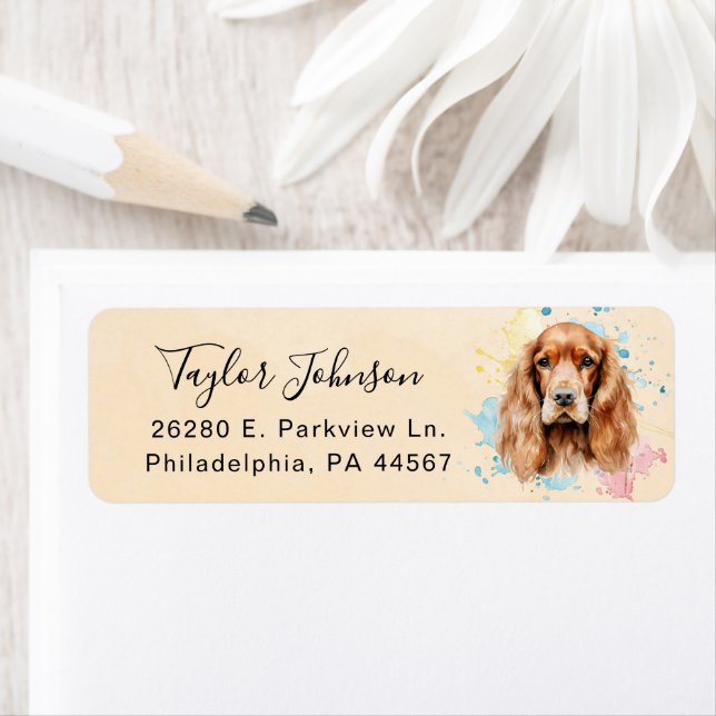 Cocker Spaniel Dog Return Address Label (Insitu)