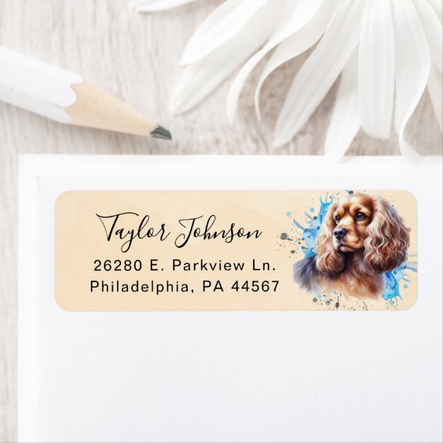 Cocker Spaniel Dog Return Address Label (Insitu)