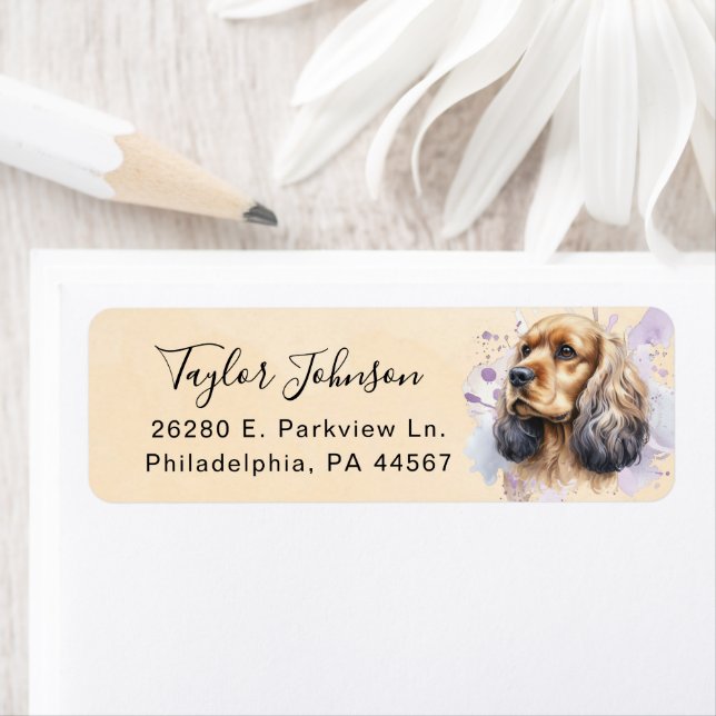 Cocker Spaniel Dog Return Address Label (Insitu)