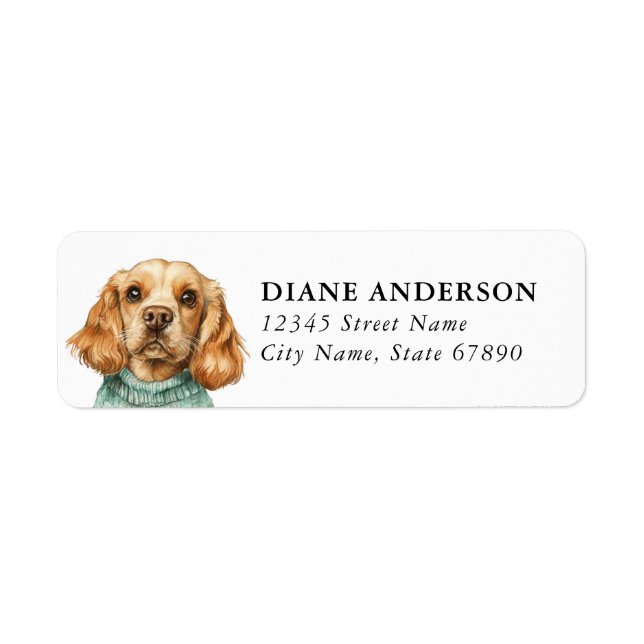 Cocker Spaniel Dog Return Address Labels (Front)