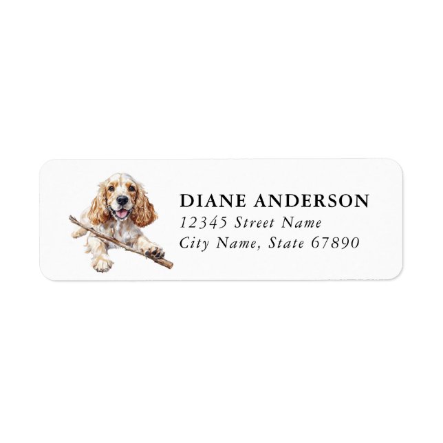 Cocker Spaniel Dog Return Address Labels (Front)