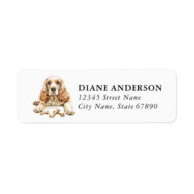 Cocker Spaniel Dog Return Address Labels (Front)