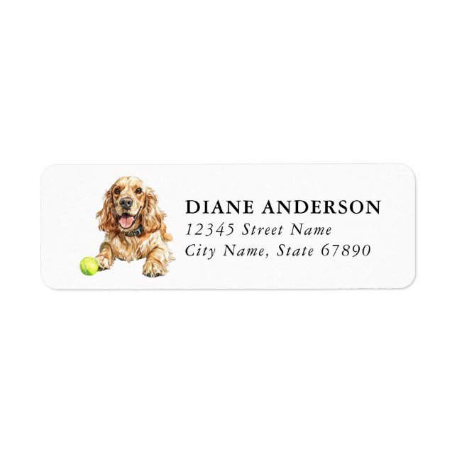 Cocker Spaniel Dog Return Address Labels (Front)