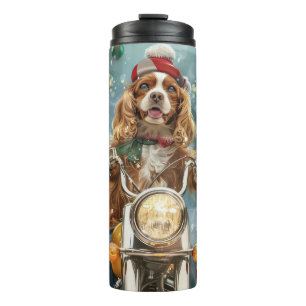 Cocker Spaniel Dog Riding Motorcycle Christmas  Thermal Tumbler