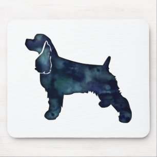 Cocker Spaniel Dog Silhouette Black Watercolor Mouse Pad