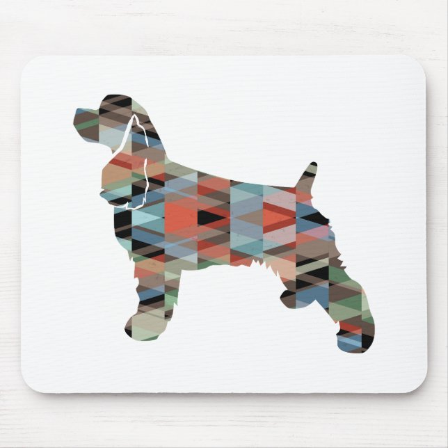 Cocker Spaniel Dog Silhouette Geometric Pattern Pl Mouse Pad (Front)