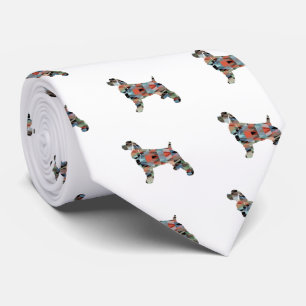 Cocker Spaniel Dog Silhouette Geometric Pattern Pl Tie